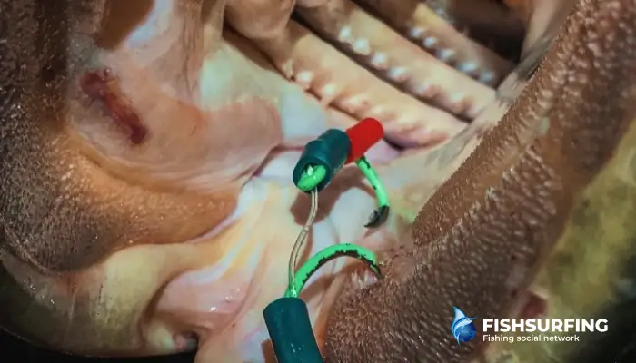 When fishing for catfish, very strong lines are used in end mounts due to abrasion resistance.